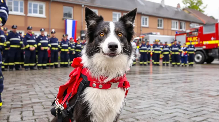 Lors d'une cérémonie traditionnelle, ce chien pompier reçoit une distinction insolite en Lot-et-Garonne